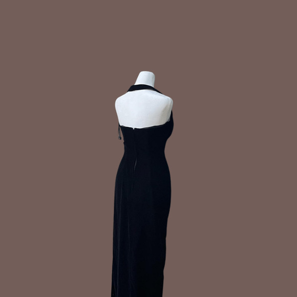 Jessica McClintock Maxi Dress | Lace Black Halter | Size 7/8 | Vintage - Picture 2 of 3